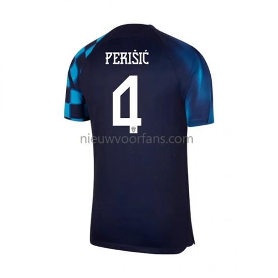 Kroatië Heren Shirt met Bedrukking Perisic 4 Uit WK 2022 Korte Mouw