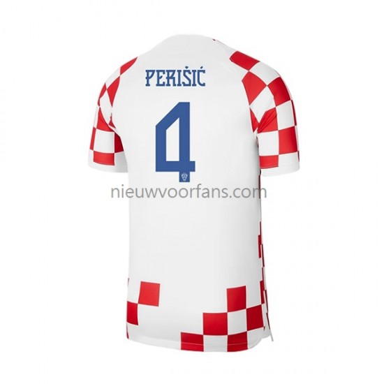 Kroatië Heren Shirt met Bedrukking Perisic 4 Thuis WK 2022 Korte Mouw