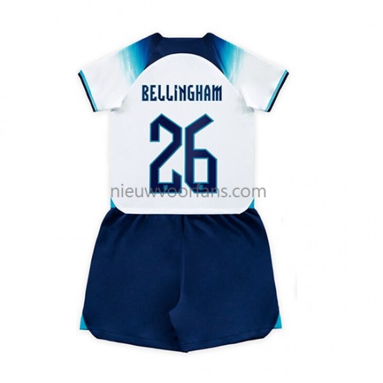 Engeland Kind Shirt met Bedrukking Bellingham 26 Thuis WK 2022 Korte Mouw