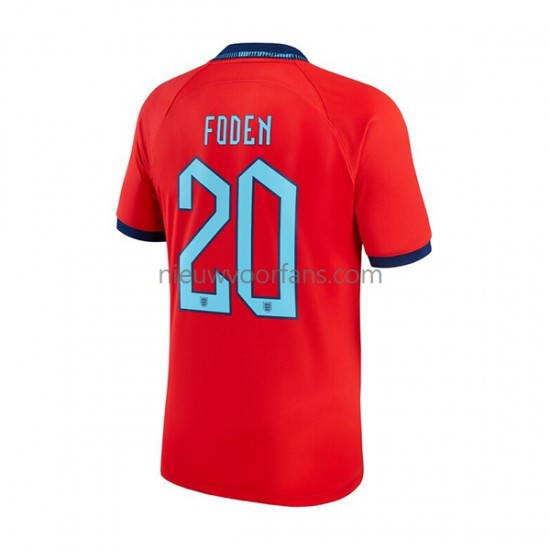 Engeland Heren Shirt met Bedrukking Foden 20 Uit WK 2022 Korte Mouw
