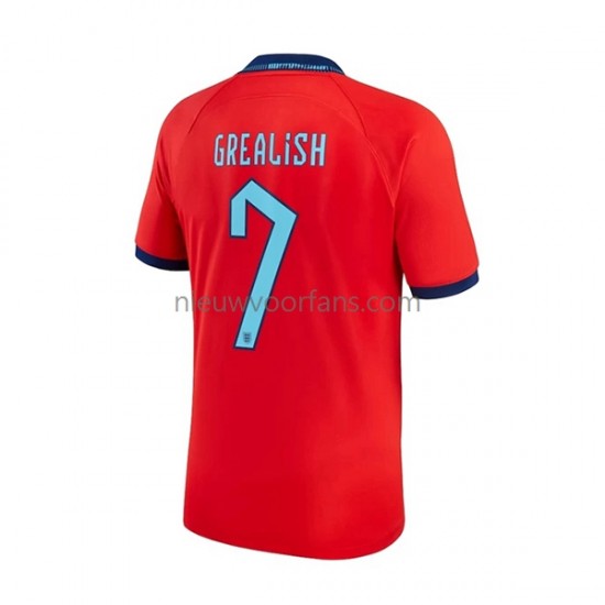 Engeland Heren Shirt met Bedrukking Grealish 7 Uit WK 2022 Korte Mouw