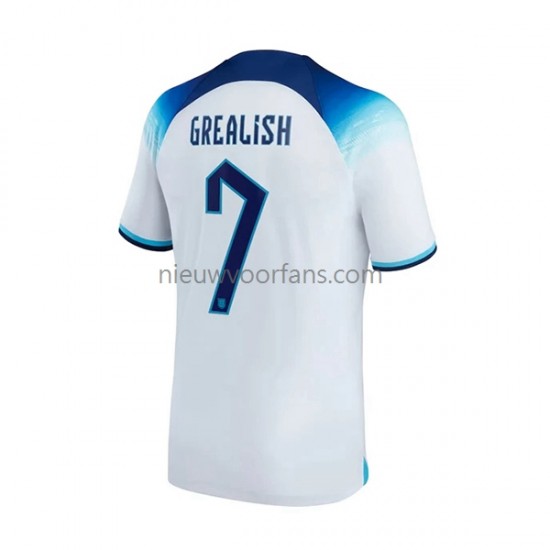 Engeland Heren Shirt met Bedrukking Grealish 7 Thuis WK 2022 Korte Mouw