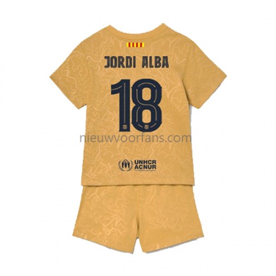 FC Barcelona Kind Shirt met Bedrukking Jordi Alba 18 Uit 2022-2023 Korte Mouw