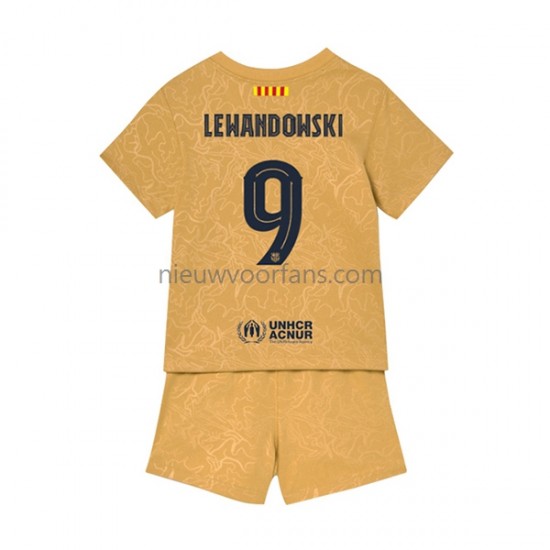 FC Barcelona Kind Shirt met Bedrukking Lewandowski 9 Uit 2022-2023 Korte Mouw
