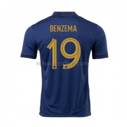 Frankrijk Heren Shirt met Bedrukking Benzema 19 Thuis WK 2022 Korte Mouw