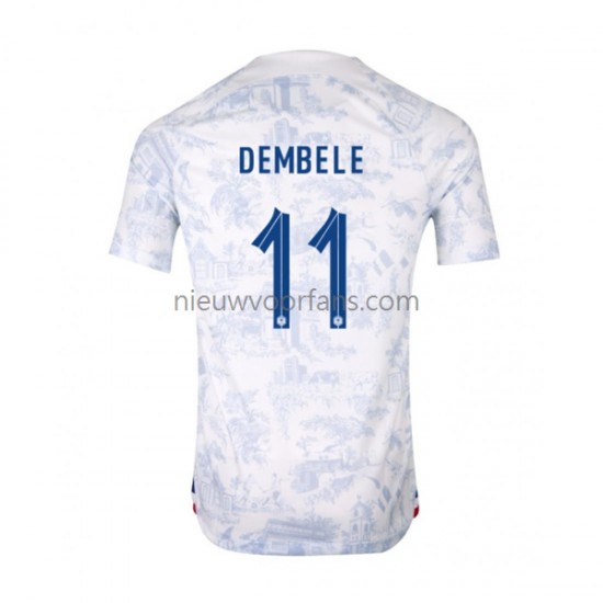 Frankrijk Heren Shirt met Bedrukking Dembele 11 Uit WK 2022 Korte Mouw