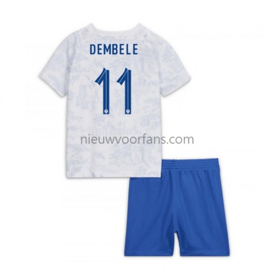 Frankrijk Kind Shirt met Bedrukking Dembele 11 Uit WK 2022 Korte Mouw