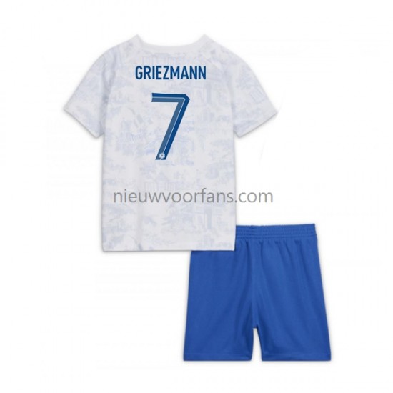 Frankrijk Kind Shirt met Bedrukking Griezmann 7 Uit WK 2022 Korte Mouw