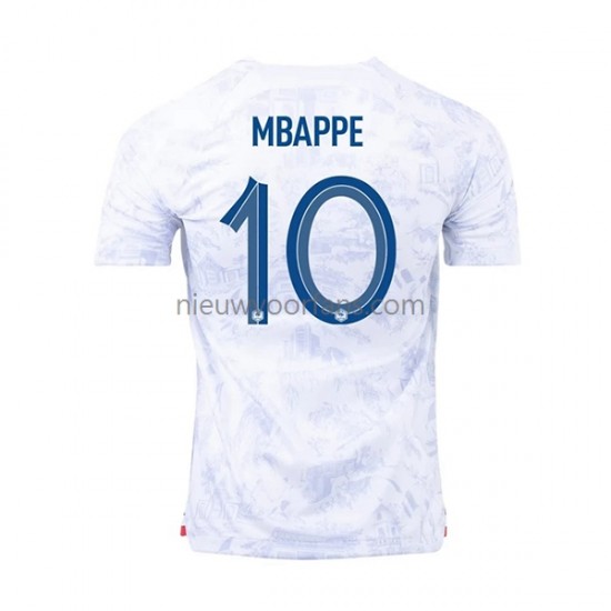 Frankrijk Heren Shirt met Bedrukking Mbappé 10 Uit WK 2022 Korte Mouw