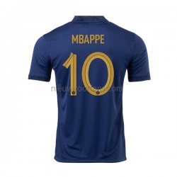 Frankrijk Heren Shirt met Bedrukking Mbappé 10 Thuis WK 2022 Korte Mouw
