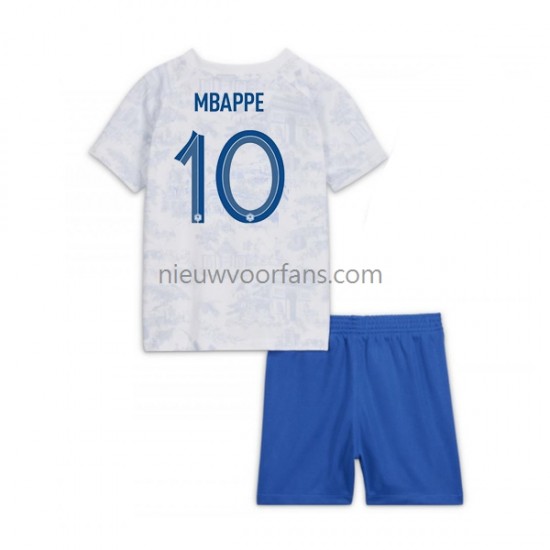 Frankrijk Kind Shirt met Bedrukking Mbappé 10 Uit WK 2022 Korte Mouw