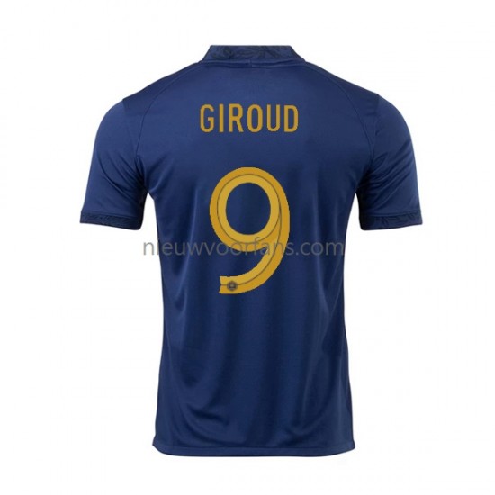 Frankrijk Heren Shirt met Bedrukking Olivier Giroud 9 Thuis WK 2022 Korte Mouw
