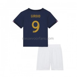 Frankrijk Kind Shirt met Bedrukking Olivier Giroud 9 Thuis WK 2022 Korte Mouw