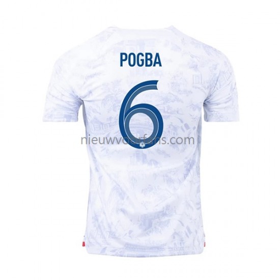 Frankrijk Heren Shirt met Bedrukking Pogba 6 Uit WK 2022 Korte Mouw
