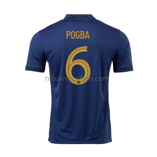 Frankrijk Heren Shirt met Bedrukking Pogba 6 Thuis WK 2022 Korte Mouw