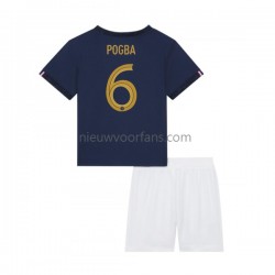 Frankrijk Kind Shirt met Bedrukking Pogba 6 Thuis WK 2022 Korte Mouw
