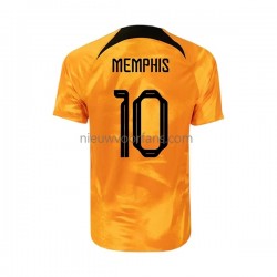 Nederland Heren Shirt met Bedrukking Memphis 10 Thuis WK 2022 Korte Mouw