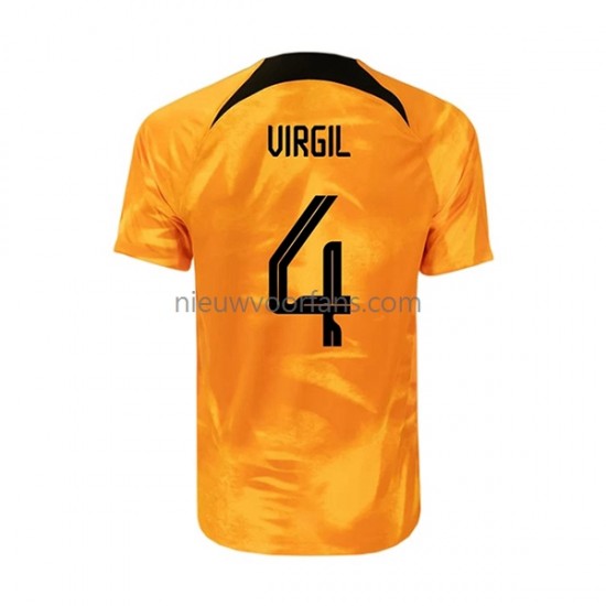 Nederland Heren Shirt met Bedrukking Virgil 4 Thuis WK 2022 Korte Mouw