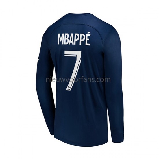 Paris Saint-Germain Heren Shirt met Bedrukking Mbappé 7 Thuis 2022-2023 Lange Mouw