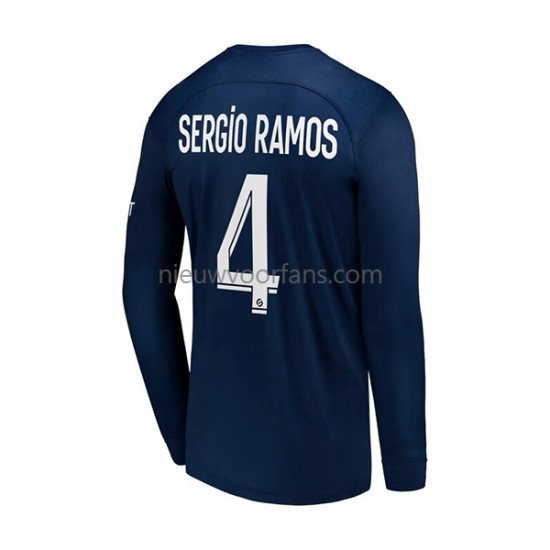 Paris Saint-Germain Heren Shirt met Bedrukking Sergio Ramos 4 Thuis 2022-2023 Lange Mouw