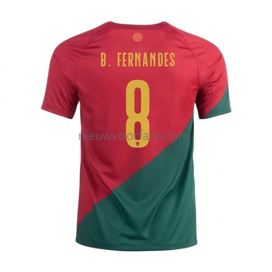 Portugal Heren Shirt met Bedrukking B.Fernandes 8 Thuis WK 2022 Korte Mouw