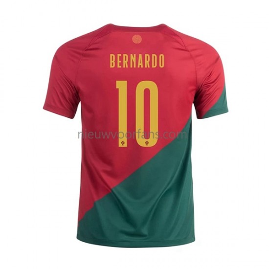 Portugal Heren Shirt met Bedrukking Bernardo 10 Thuis WK 2022 Korte Mouw