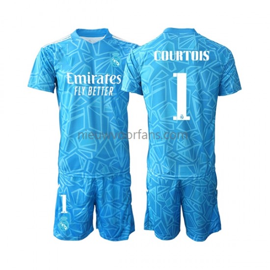 Real Madrid Kind Shirt met Bedrukking Doelman Courtois 1 Thuis 2022-2023 Korte Mouw