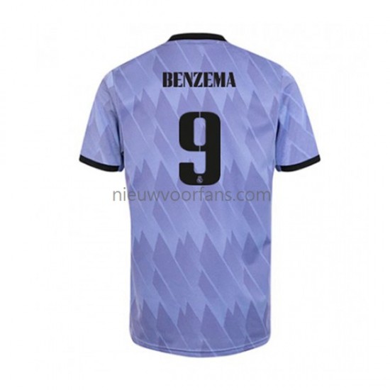 Real Madrid Heren Shirt met Bedrukking Karim Benzema 9 Uit 2022-2023 Korte Mouw