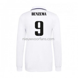 Real Madrid Heren Shirt met Bedrukking Karim Benzema 9 Thuis 2022-2023 Lange Mouw