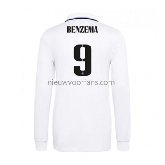 Real Madrid Heren Shirt met Bedrukking Karim Benzema 9 Thuis 2022-2023 Lange Mouw