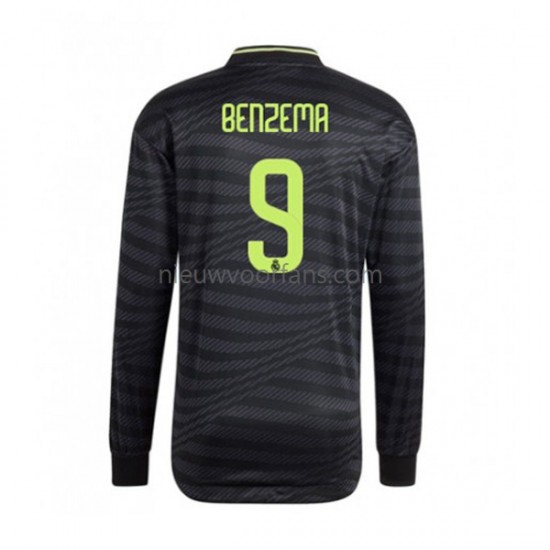 Real Madrid Heren Shirt met Bedrukking Karim Benzema 9 Derde 2022-2023 Lange Mouw
