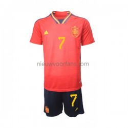 Spanje Kind Shirt met Bedrukking Alvaro Morata 7 Thuis WK 2022 Korte Mouw