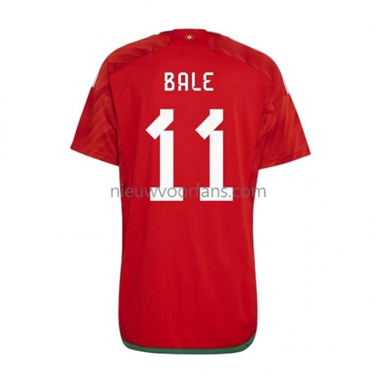 Wales Heren Shirt met Bedrukking Bale 11 Thuis WK 2022 Korte Mouw