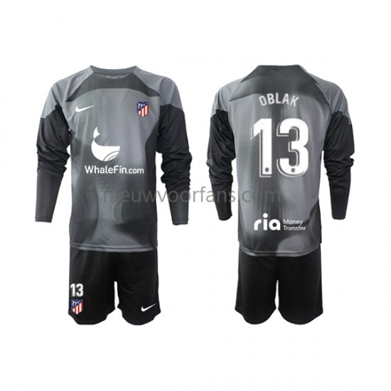Atlético Madrid Kind Shirt met Bedrukking Doelman Jan Oblak 13 Uit 2022-2023 Lange Mouw