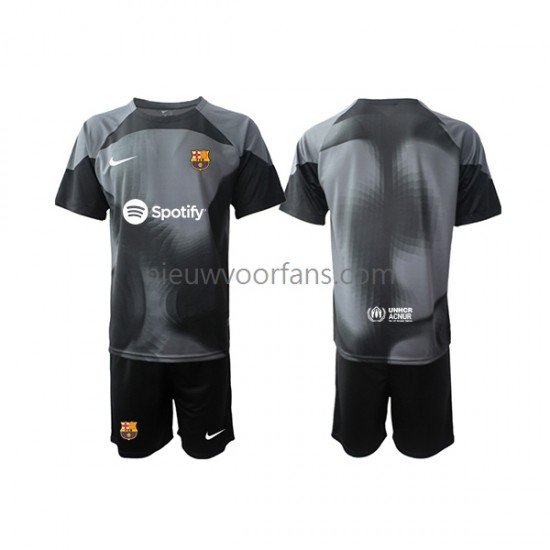 FC Barcelona Kind Shirt met Bedrukking Doelman Uit 2022-2023 Korte Mouw