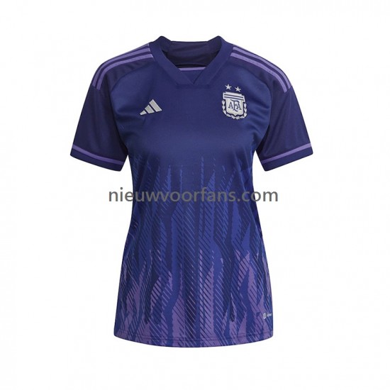 Argentinië Dames Shirt met Bedrukking Uit WK 2022 Korte Mouw
