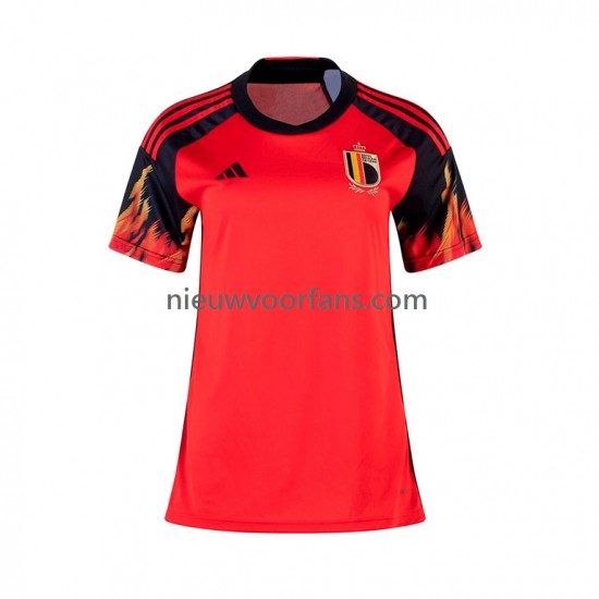 België Dames Shirt met Bedrukking Thuis WK 2022 Korte Mouw