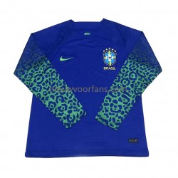 Brazilië Heren Shirt met Bedrukking Uit WK 2022 Lange Mouw
