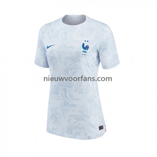 Frankrijk Dames Shirt met Bedrukking Uit WK 2022 Korte Mouw