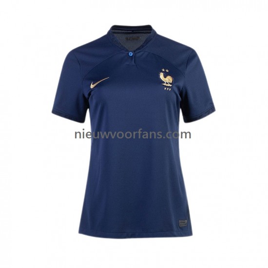 Frankrijk Dames Shirt met Bedrukking Thuis WK 2022 Korte Mouw