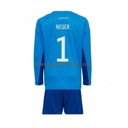 Duitsland Kind Shirt met Bedrukking Doelman Manuel Neuer 1 Thuis WK 2022 Lange Mouw