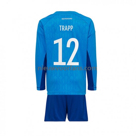 Duitsland Kind Shirt met Bedrukking Doelman TRAPP 12 Thuis WK 2022 Lange Mouw