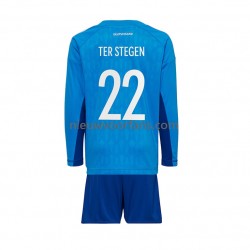Duitsland Kind Shirt met Bedrukking Doelman ter Stegen 22 Thuis WK 2022 Lange Mouw
