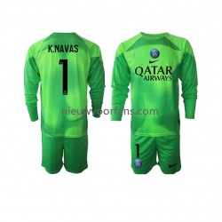 Paris Saint-Germain Kind Shirt met Bedrukking Doelman Keylor Navas 1 Thuis 2022-2023 Lange Mouw