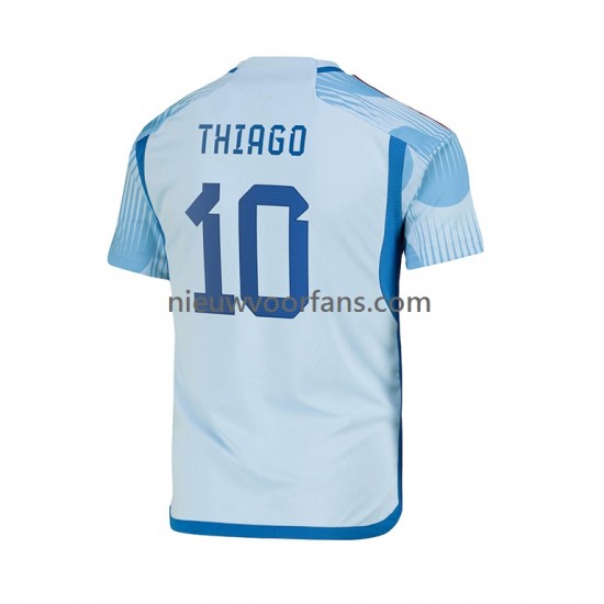 Spanje Heren Shirt met Bedrukking Thiago 10 Uit WK 2022 Korte Mouw