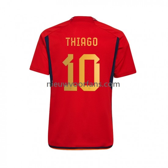 Spanje Heren Shirt met Bedrukking Thiago 10 Thuis WK 2022 Korte Mouw