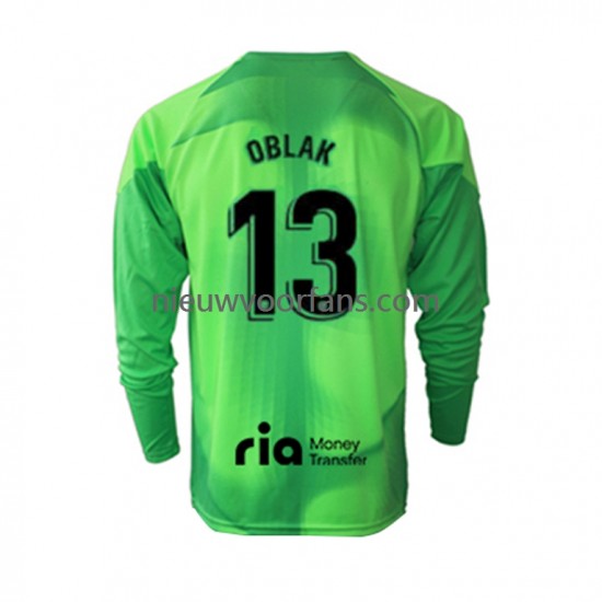 Atlético Madrid Heren Shirt met Bedrukking Doelman Jan Oblak 13 Thuis 2022-2023 Lange Mouw