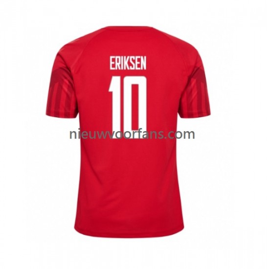 Denemarken Heren Shirt met Bedrukking Christian Eriksen 10 Thuis WK 2022 Korte Mouw