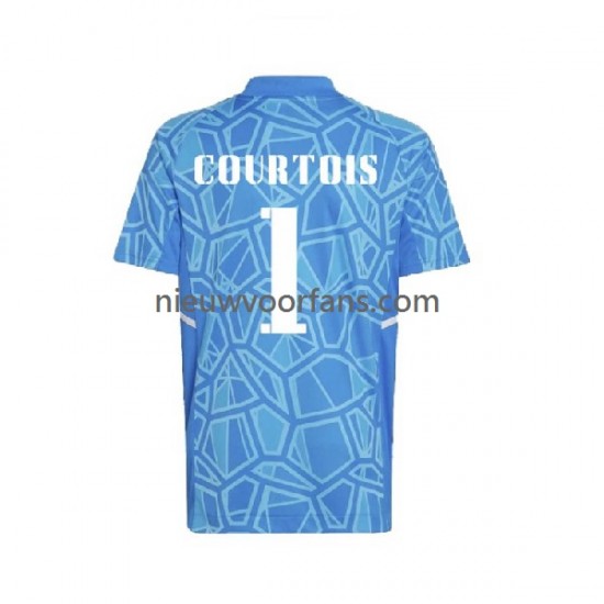 Real Madrid Heren Shirt met Bedrukking Doelman Courtois 1 Thuis 2022-2023 Korte Mouw
