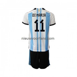 Argentinië Kind Shirt met Bedrukking Di Maria 11 Thuis WK 2022 Korte Mouw